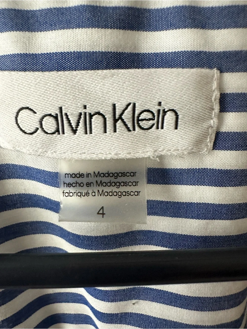 NWOT  Calvin Klein Navy and White Striped Wrap Midi Dress